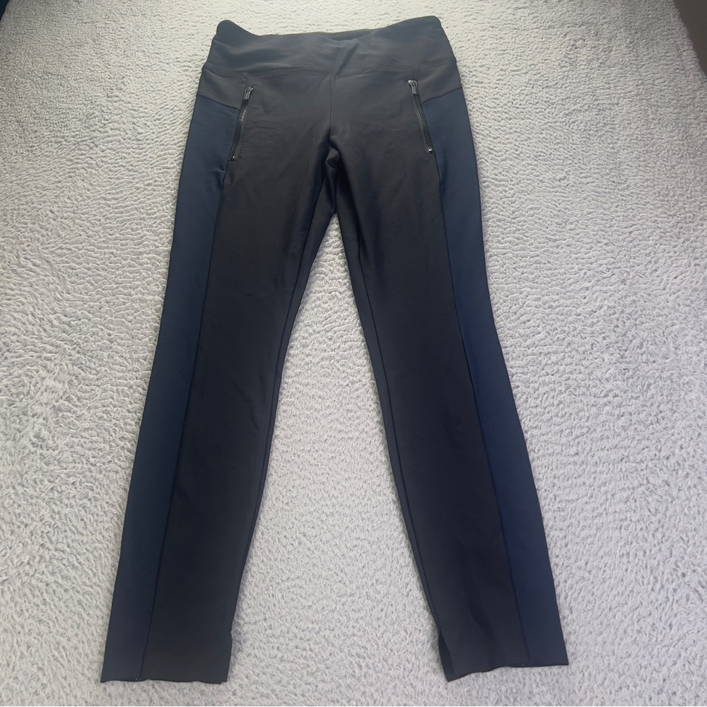 Athleta Stellar Tight Leggings Womens Small Black Blue Athletic Preppy Pockets
